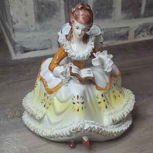 Vintage Porcelain Figurine with Book
